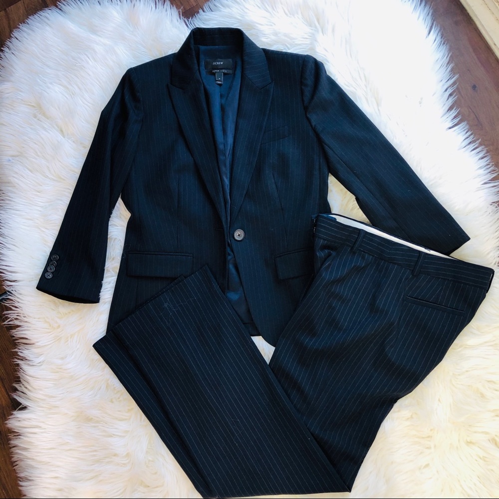 J Crew Suit: Pants + Jacket (3/4 sleeve), Super 120s Wool, size 4